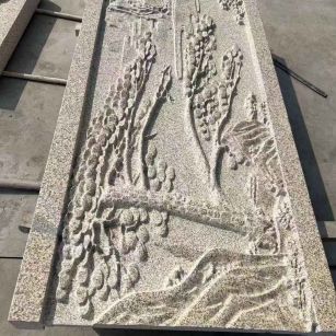 泰州 黄金麻雕刻板浮雕迎客松