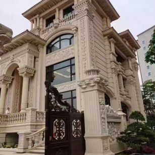 泰州 黄金麻花岗岩别墅外墙干挂效果展示