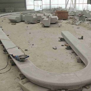 泰州 芝麻白花岗岩弧形花坛石，坐凳石