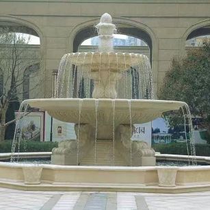 泰州 黄金麻花岗岩异型加工——户外庭院石雕流水喷泉