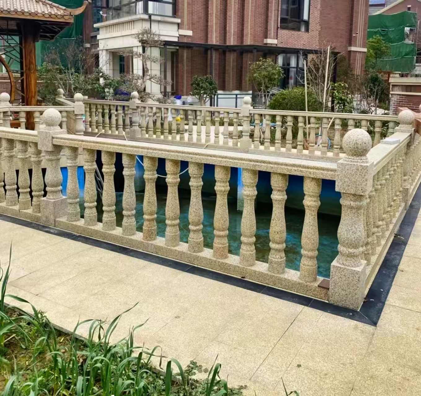 泰州黄金麻花岗岩石材栏杆，扶手，将军柱，花瓶柱