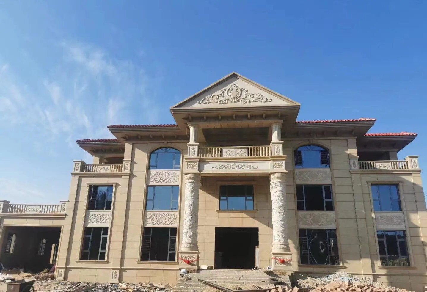 泰州 黄金麻花岗岩别墅外墙干挂