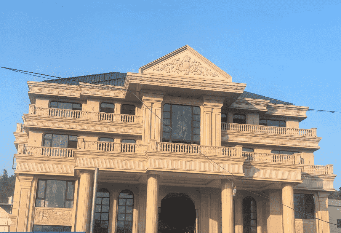 泰州黄金麻别墅外墙干挂石材效果示例