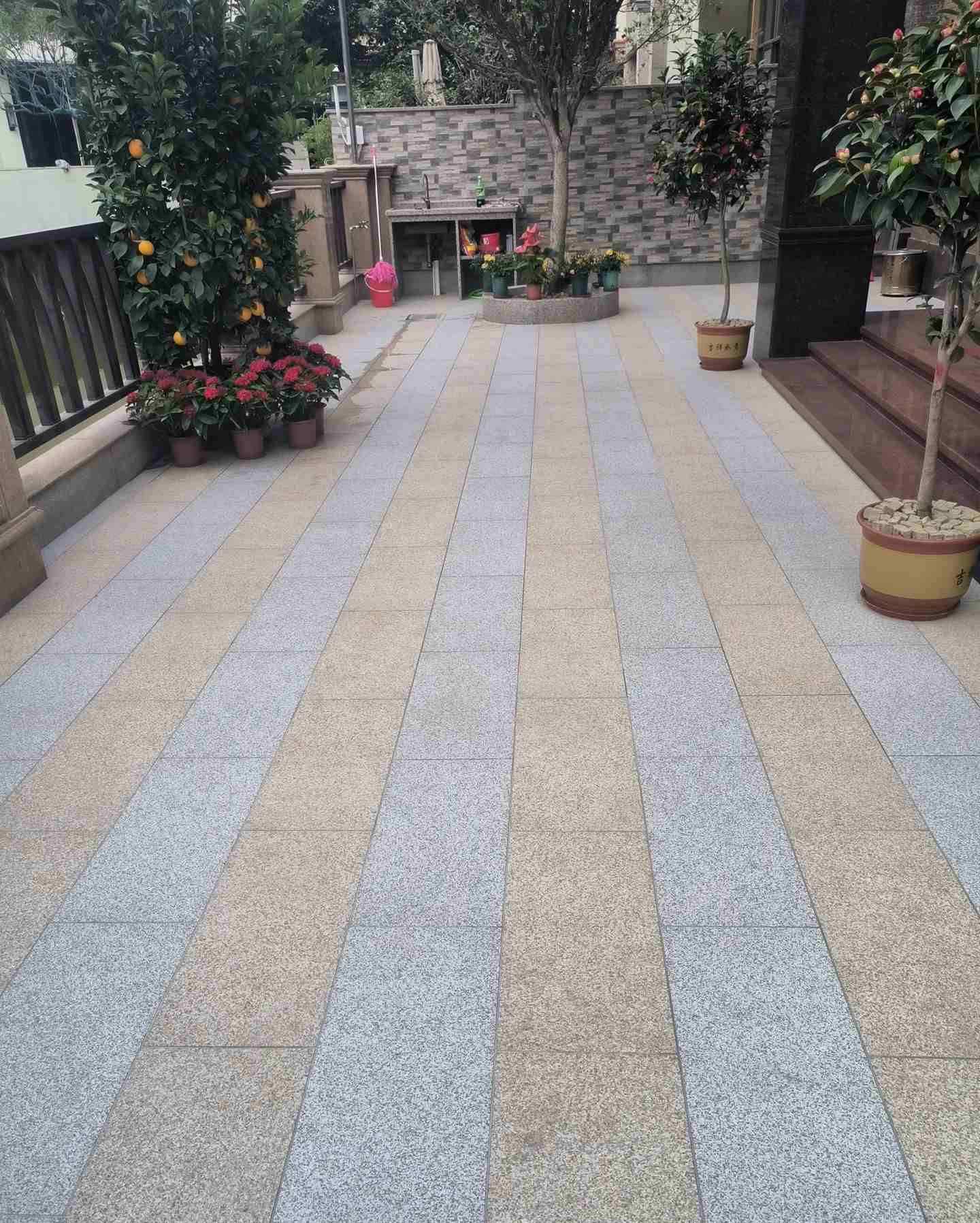 泰州 黄金麻白麻荔枝面庭院铺装展示